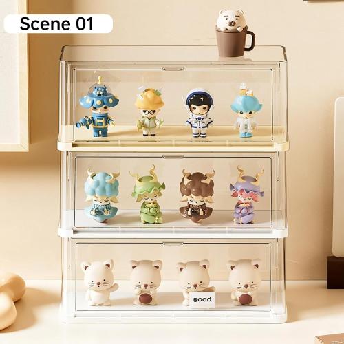 BOHOIDEE Clear Display Case for Figures, Acrylic Storage Organizers Box with Magnetic Door, Dustproof Showcase for Collectibles Action Figure(1Pack, Medium)