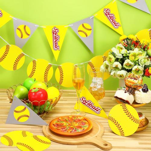 Tinlade 4 Pcs Softball Party Banners Bunting Garland Sports, Bright Style