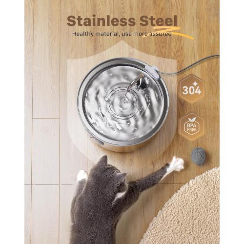 Cat Fountains for Drinking Stainless Steel: 108oz/3.2L Cat Water Fountain