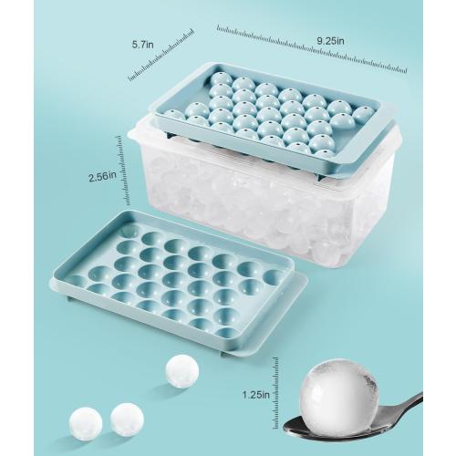 Ice Cube Tray with Lid and Bin – Round Ice Cube Trays for Freezer, BPA-Free Food-Grade Ice Mold, Stackable Ice Ball Maker, Iced Bucket Kits, Circle Ice Tray for Cocktails, Whiskey, Coffee, and Drinks