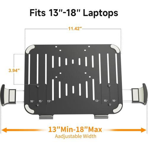 suptek Adjustable 13 to 18 inch Laptop VESA Arm Mount Tray for Monitor Arms and Stands (Tray Only),Fits 75x75/ 100x100 mm VESA Mount Holes,and Supports Weight up to 10lbs,Black(TP007)