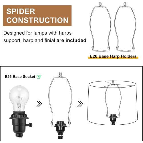 Lampshades Set of 2, Drum Lampshades 11.6 Top x 12.6 Bottom x 9.8 High, Seaside village Medium Lampshades (Spider Fitter), Beige Lampshades Natural Linen Hand Crafted, Easy Assembly Required