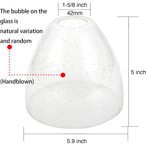 3 Pack Clear Seeded Bubble Bell Glass Lamp Shade Replacement, 1-5/8 Fitter