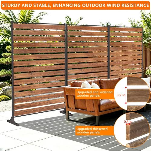 6FT Heavy Duty Wooden Privacy Screen, Upgrade Outdoor Specialty Anti-Corrosion Wood, Freestanding Privacy Fence, Balcony Patio Courtyard Outdoor Privacy Screen, Thickened and Widened Panel‼️light dirt but good condition‼️