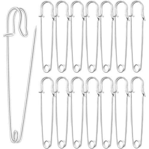 Safety Pins (Upgraded), 4 Large Safety Pins Pack of 15 for Clothes Leather Canvas Blankets Crafts Skirts Kilts, Extra Large Safety Pin Heavy Duty SafetyPins (Silver)