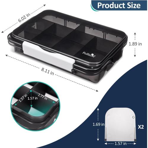 Fullicon Moisture Proof Travel Pill Organizer, 12 Large Compartments, Black