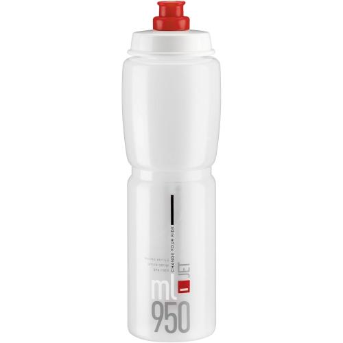 ELITE Jet Cycling Water Bottle – 950ml – Clear with Red Logo – High-Flow, Biodegradable, BPA-Free