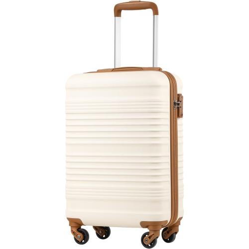 COOLIFE Cabin Suitcase 55X35X20cm for Ryanair Airlines Carry on Cabin Luggage Hard Shell Suitcase Lightweight with TSA Lock and 4 Spinner Wheels 2 Year Warranty, Black/Brown, 55X35X20cm, Suitcase