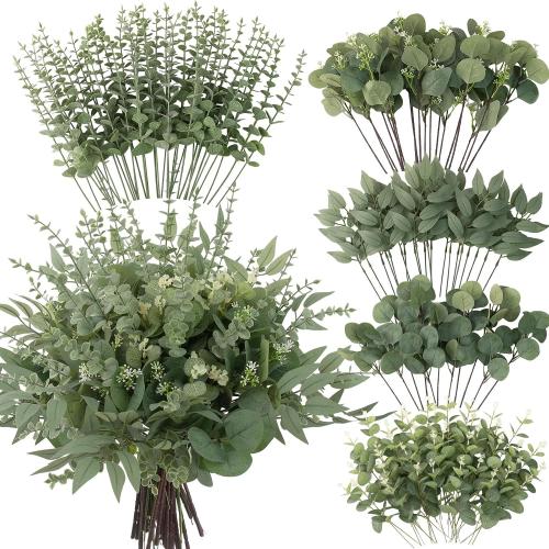 lovemoon 130 Pcs Mixed Eucalyptus Stem, Artificial Greenery Stems for Decor