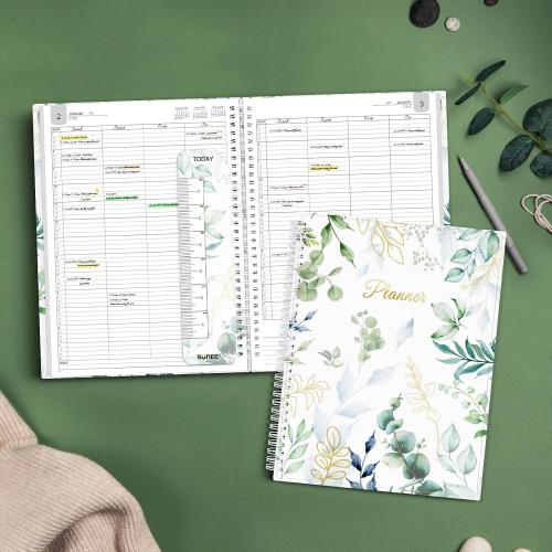 SUNEE 2026 Daily Planner,4-Person Group Appointment Book with Quarter-Hourly Layout. Weekly & One-Page-Per-Day Format, Jan to Dec 2026, 8.5x11,Weekly Planner, Flexible Cover, Note Pages, Bookmark,Greenery