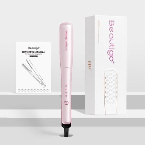Beautigo Steam Hair Straightener Flat Iron, Anti-Frizz Moisturizing Steam, Reduce Heat Damage, 20s Fast Heat, Ceramic Plates for Thick, Curly & Frizzy Hair, Rose Gold