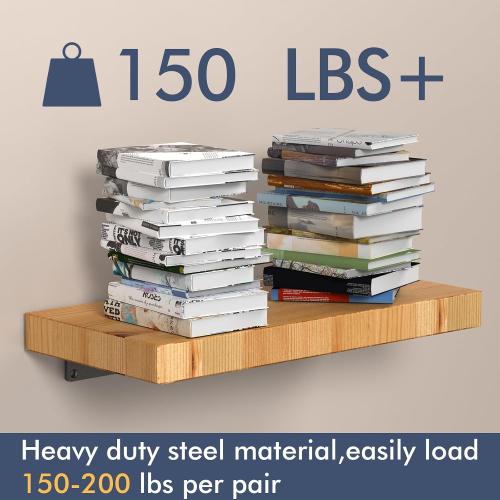 Starunder 10 Inch Floating Shelf Brackets,4 Pack L‑Shape Shelf Supports