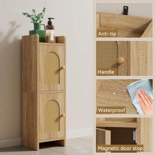 IBUYKE Small Bathroom Storage Cabinet Narrow Toilet Paper Holder