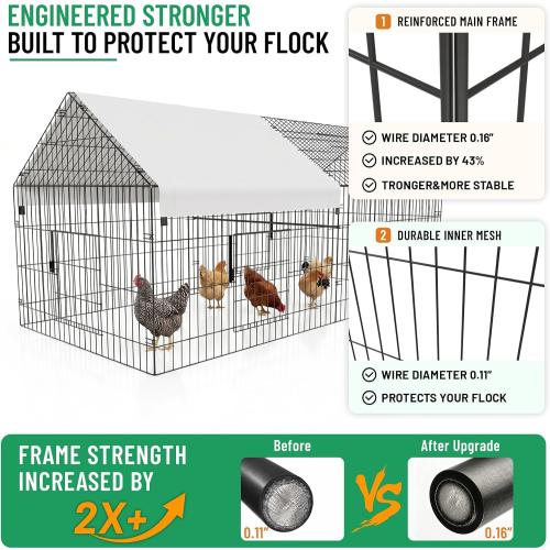 NUGRIART Metal Chicken Coop 83x38 Chicken Run Pen with Cover