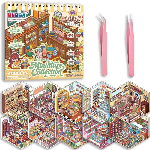 10 Sets Big DIY 3D Sticker Scene Book for Kids Adults