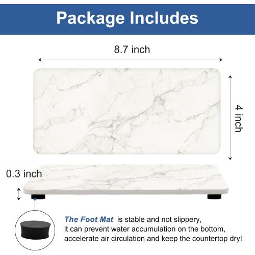 2 Water Absorbing Stone Drying Trays for Bathroom Sink Kitchen Soap Counter