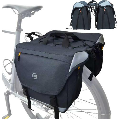 Bike Panniers, 25-35L Expandable Bike Saddle Bag for Rear Rack, Waterproof Large Capacity Reflective Strip Bicycle Panniers, Ebike Accessories for Commuter Grocery Shopping Travel Carrier
