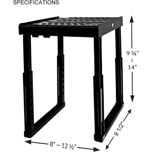 Locker Organizer Shelf， Adjustable Width and Height, Ideal Locker for School, Office, and Gym Lockers (Black)