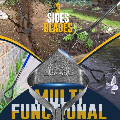 Hoe Garden Tool, Heavy Duty Triangle 52.7 Manual Weeder with Long Handle, Carbon Steel Weed Removing Action Hoe Cultivator for Weeding, Digging, Loosening Soil, Hoeing, Edging
