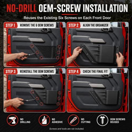 Mabett Front Door Pockets Storage Set for 2021-2026 Ford Bronco Accessories