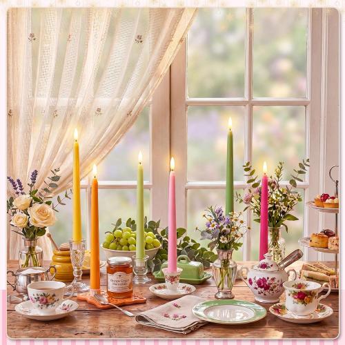 Baquler 24 Pcs 11'' Summer Fruit Flameless Taper Candles