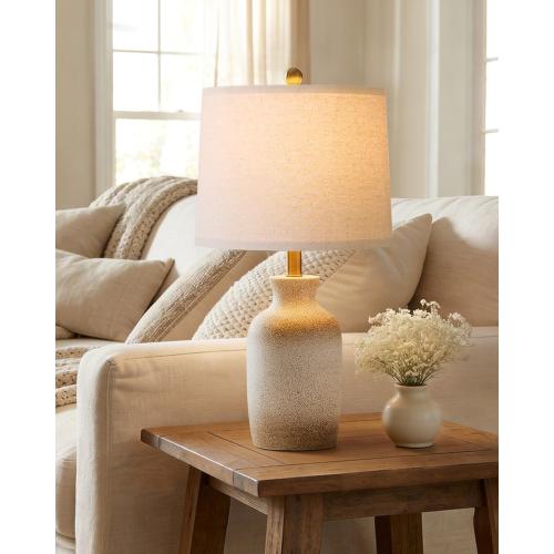 PoKat 24'' Farmhouse Ceramic Table Lamp with Natural Textured Finish