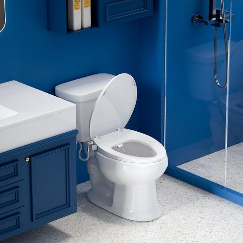 Elongated Bidet Toilet Seat – Non-Electric, Slow-Close Lid, Adjustable Water Pressure, Self-Cleaning Dual Nozzles for Frontal & Rear Wash – Hygienic Fresh Water Bidet Seat with Brass Inlet (Elongated)