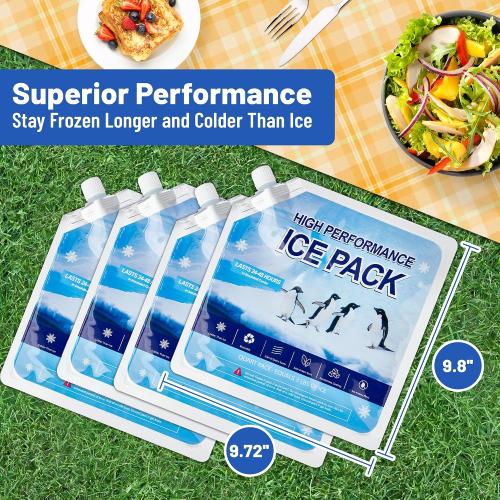 Reusable Ice Packs for Cooler, Freezer Ice Packs for Lunch Boxes, Cooler Ice Packs for Camping Gear, Fishing