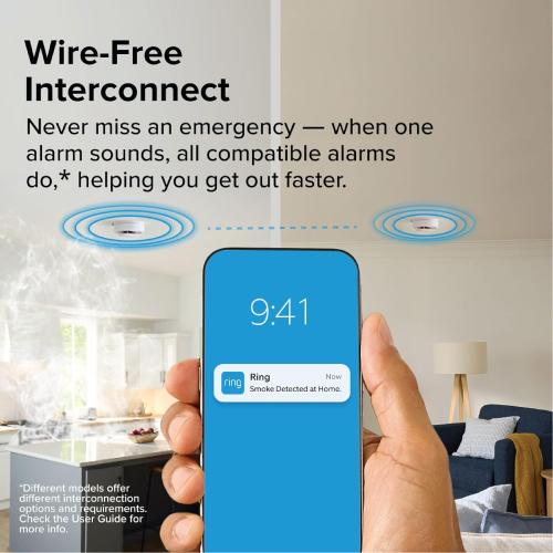 Kidde Smart Smoke & CO Detector with Ring, AA Battery, RGCUDR-RW