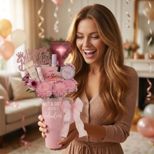 40oz Birthday Tumbler For Women Her Not A Day Over Fabulous Bouquet Gifts