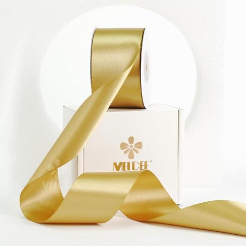 MEEDEE Gold Satin Ribbon 2 Inch Gold Ribbon Lux Double Faced Ribbons by 25 Yards Silk Satin Ribbons for Gift Wrapping, DIY Crafts, Wedding, Flower Bouquet, Holiday Decorating