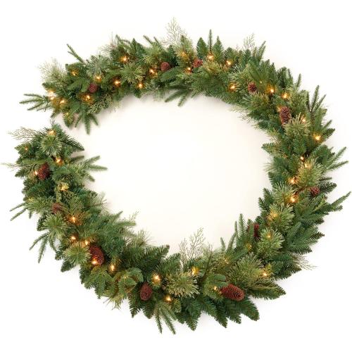 9Ft Pre-lit Christmas Garland with 50 LED Lights Battery Operated,Holiday Decoration Stairs Wall Mantle Door Indoor Outdoor