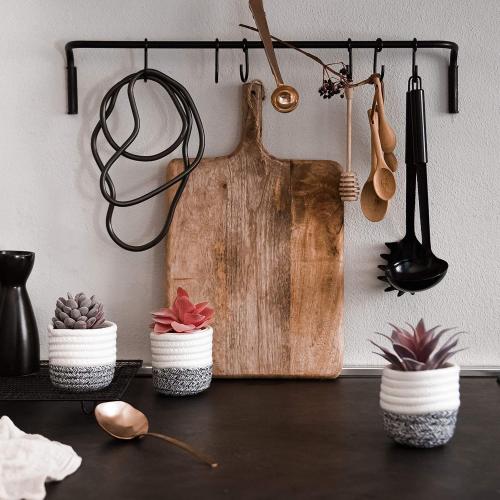 VIVERIE 3Pcs Fake Succulent Plants in Boho Removable Rope Basket Pot Set- Farmhouse Faux Cactus Plant for Home Decor Indoor Bedroom Bathroom Office Desk Shelf Boho Room Kitchen Decor and Accessories‼️missing 1 ‼️