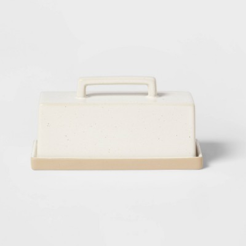 Camwood Collection Stoneware Butter Dish White - Threshold™: Butter Holder, Microwave & Dishwasher Safe, 11.5 oz Capacity