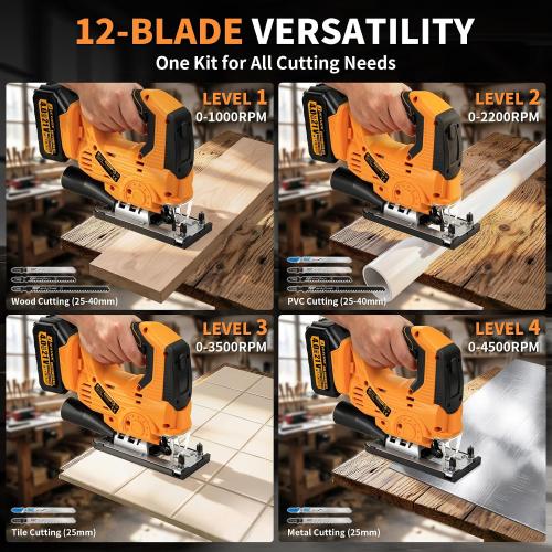 JEXUGK Cordless Jigsaw, Battery Jig Saw