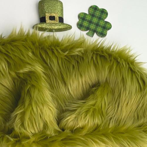 Bianna Olive Green Faux Fur Fabric, by The Yard, American Seller, Luxury Shag Shaggy Material for Crafting, Sewing, Costumes, Fursuits, Home Decor (5x60 inches)
