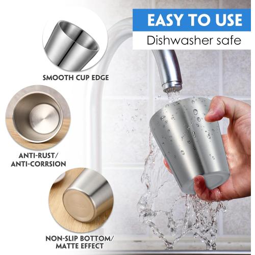 Mimorou 8 Pack Stainless Steel Insulated Cup 10 oz Metal Tumbler Silver