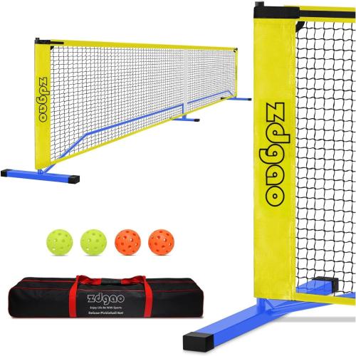 Zdgao Pickleball Net for Driveway with 22FT Regulation Size Pickleball Net, 4 Outdoor Pickleballs and Carry Bag, Weather Resistance Strong Steel Frame
