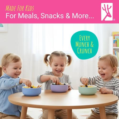 Elk and Friends Kids/Toddler Porcelain Bowls   Silicone Sleeves | 4pk