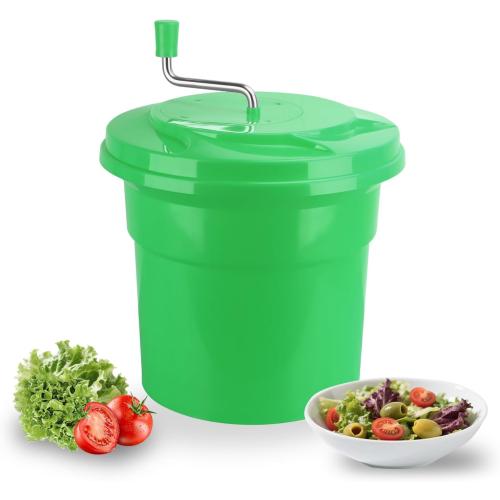 5 Gallon Salad Spinner,Large Capacity Vegetable Friuts Salad Dryer,Commercial Manual Salad Mixer for Restaurants Kitchen & Catering,Green & Orange. (Green, 5 Gallon)