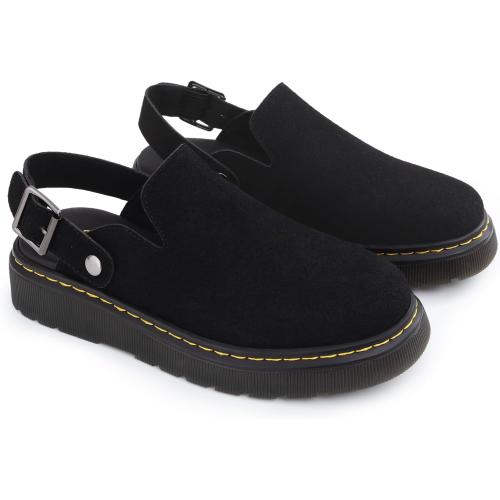 Athlefit Women's Slip On Suede Clogs with Back Strap