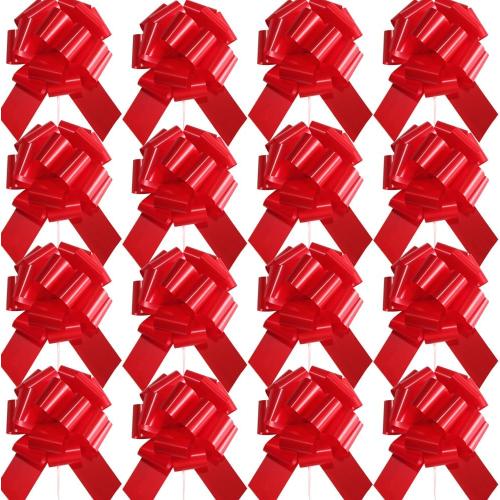 16 Pcs Pull Bows for Gift Wrapping,6 Inch Gift Bows for Presents,Birthday,Anniversary,Party,Christmas,Wreath,Holiday Celebration Gift Decoration (16Pcs Red)