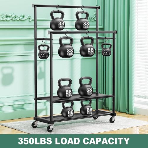 COLOR WHITE ❗❗Double Rods Clothes Rack for Hanging Clothes, Heavy Duty Rolling Clothing Rack with Wheels, Freestanding Garment Racks with Oxford Bottom Shelf and Mesh Bottom Shelf for Bedroom Laundry Living Room