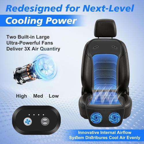 ‼️could have missing items ‼️Cooling Car Seat Cover: 2-in-1 Car Seat Cushion with Massage & Ventilation, 12V/24V Universal Fit for Car/Truck/SUV, Intensity, Breathable & Comfortable (Black)