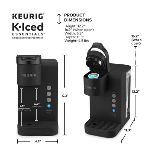 Keurig K-Iced Essentials Iced and Hot Single-Serve K-Cup Pod Coffee Maker, Black