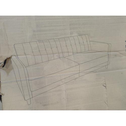 Tufted Futon Faux Leather Brown