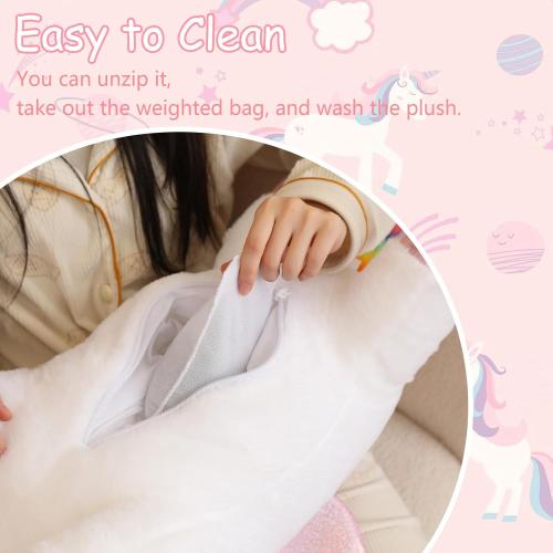 SQEQE Weighted Unicorn Plush, Weighted Unicorn Stuffed Animal, Cute Plushies Soft Pillow Toy Gift for Kids Adults 9.8 Inch, 0.8 Lbs