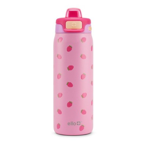 Ello Pop Fill 18oz Stainless Steel Water Bottle Strawberry 3D Print