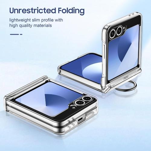 for Samsung Galaxy Z Flip 5/6/7 FE Card Holder Case with Ring, White