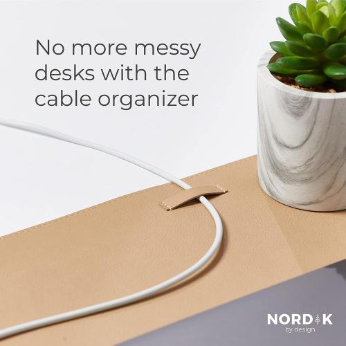 BLUE Nordik Leather Desk Mat Cable Organiser (Champagne Beige 89 X 43 cm) Premium Extended Mouse Mat for Home Office Accessories - Non-Slip Vegan Leather Desk Pad Protector & Desk Blotter Pad